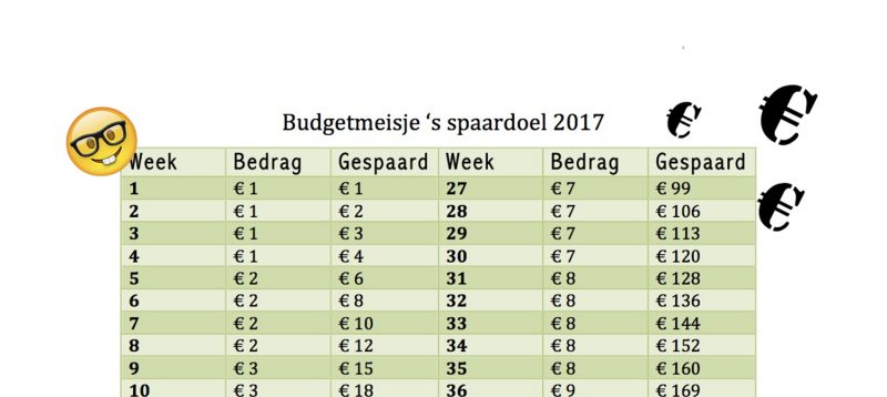 spaarschema budgetmeisje 2017